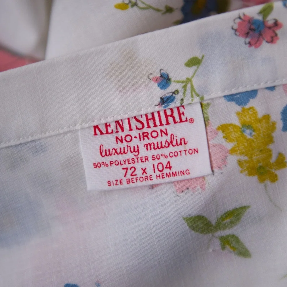 Set of 2 Vintage Kentshire Floral Percale Twin Flat Sheets